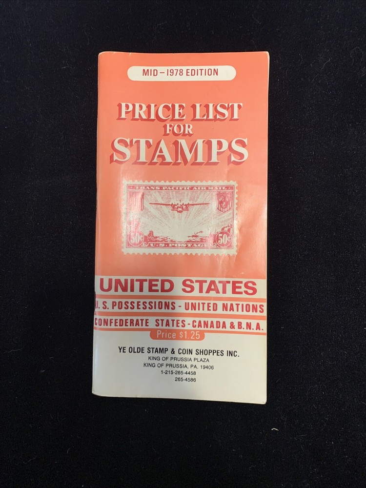 Vintage Price List for Stamps, United States US Possessions Canada+1978 Edition