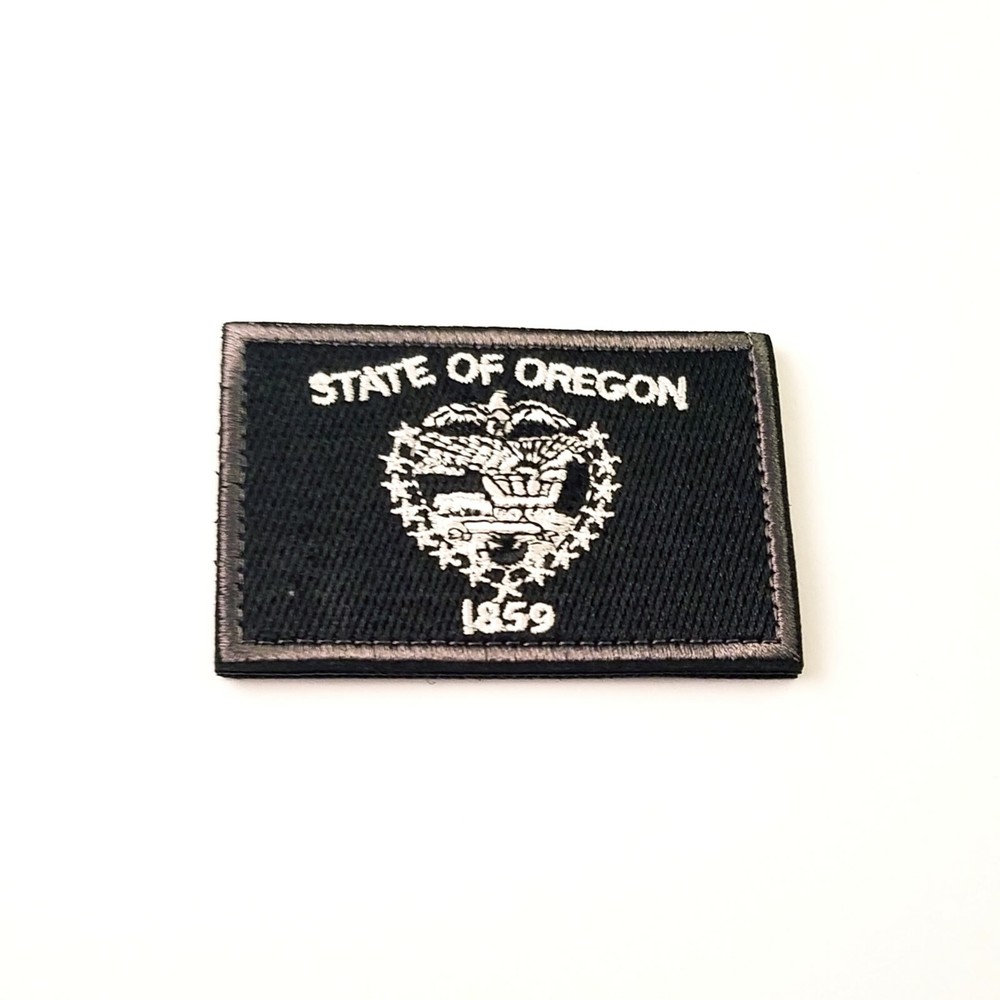 Oregon State Flag Tactical Patch-BLACK-Hook and Loop-Embroidered Moral Patch-USA