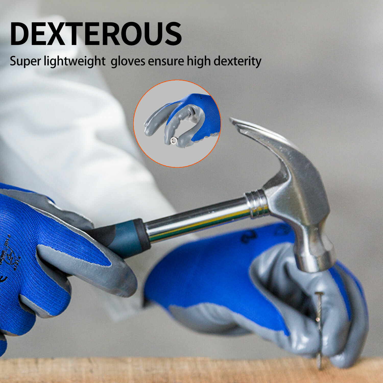 Vgo 3/5/10 Pairs Nitrile Coat Garden Gloves,Construction Work Gloves(NT2110)