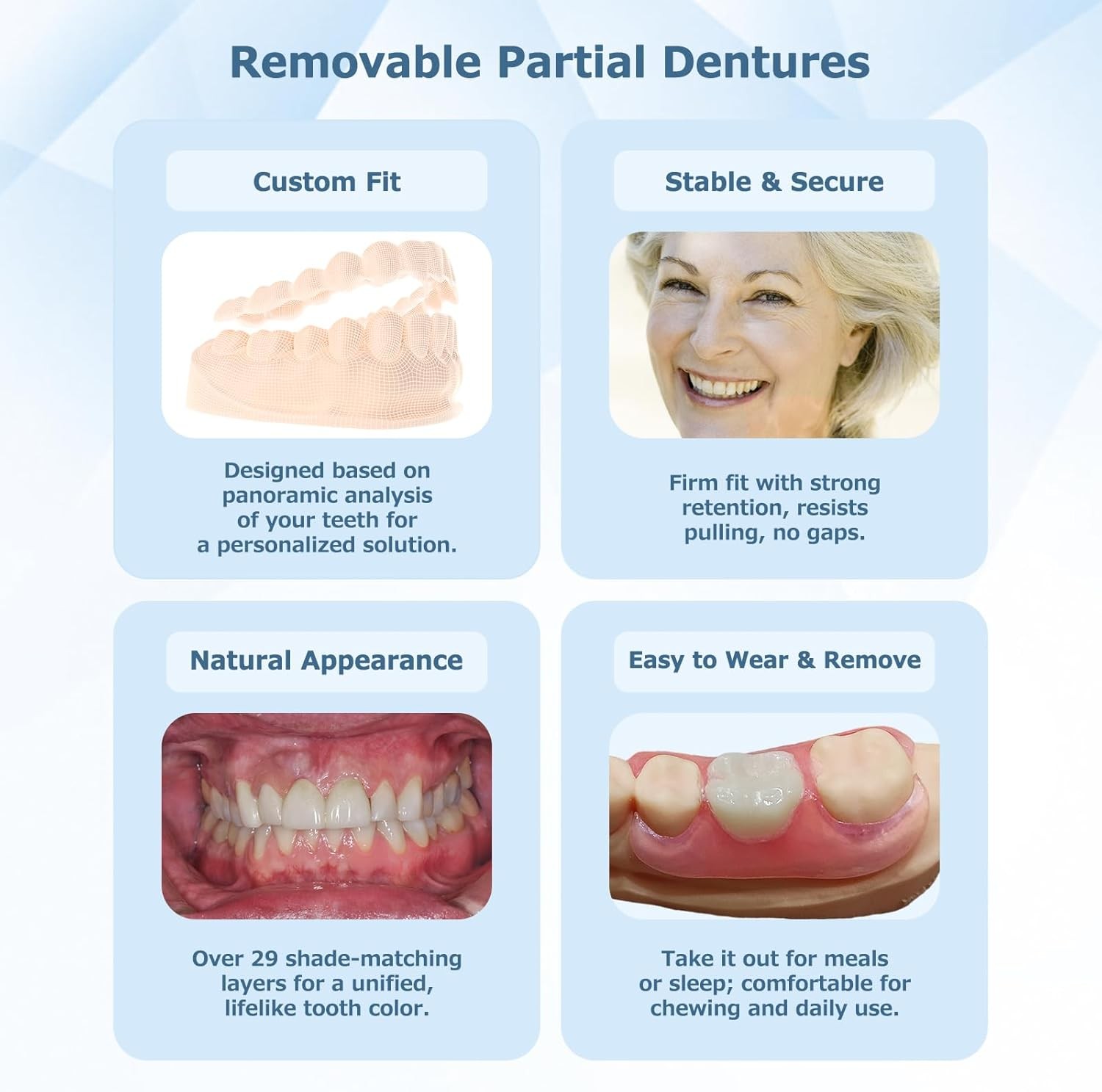 Partial Dentures for Women & Men, Custom Replacement Temporary Flipper Teeth ...