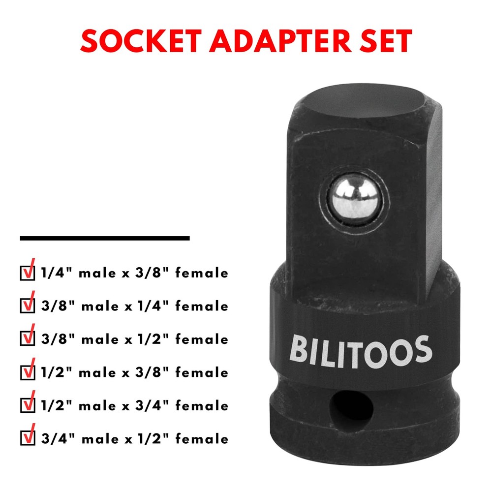 Socket Adapter Set 17 Piece includes Reducer, Universal Joint Socket Set, Dri...