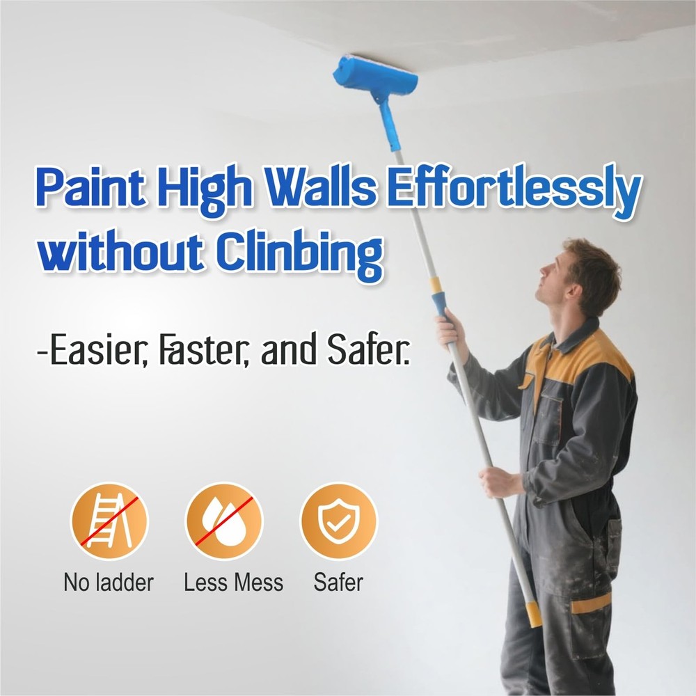 10 Inch Ceiling Paint Roller with Shield Roller and Shield with Adjustable He...