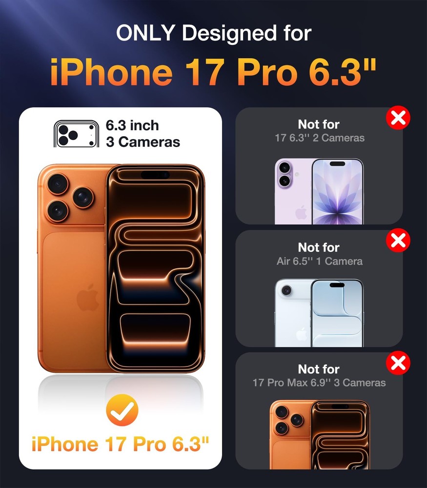Magnetic Designed for iPhone 17 Pro Case 6.3'' [Full Camera Protection] Full ...