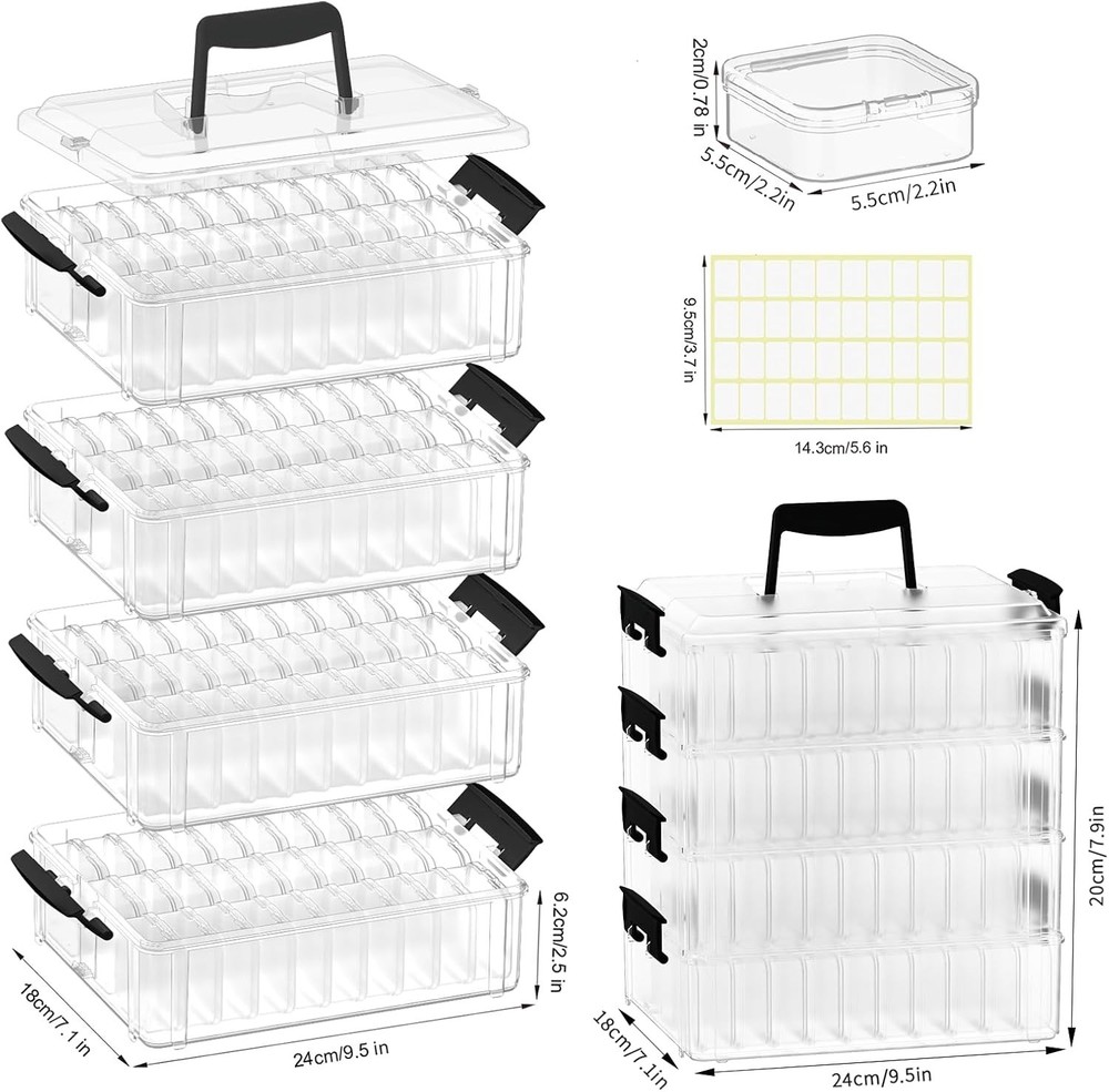 Bead Organizer Box 120 Pcs, 4-Tier Large Capacity Stackable Bead Storage Cont...