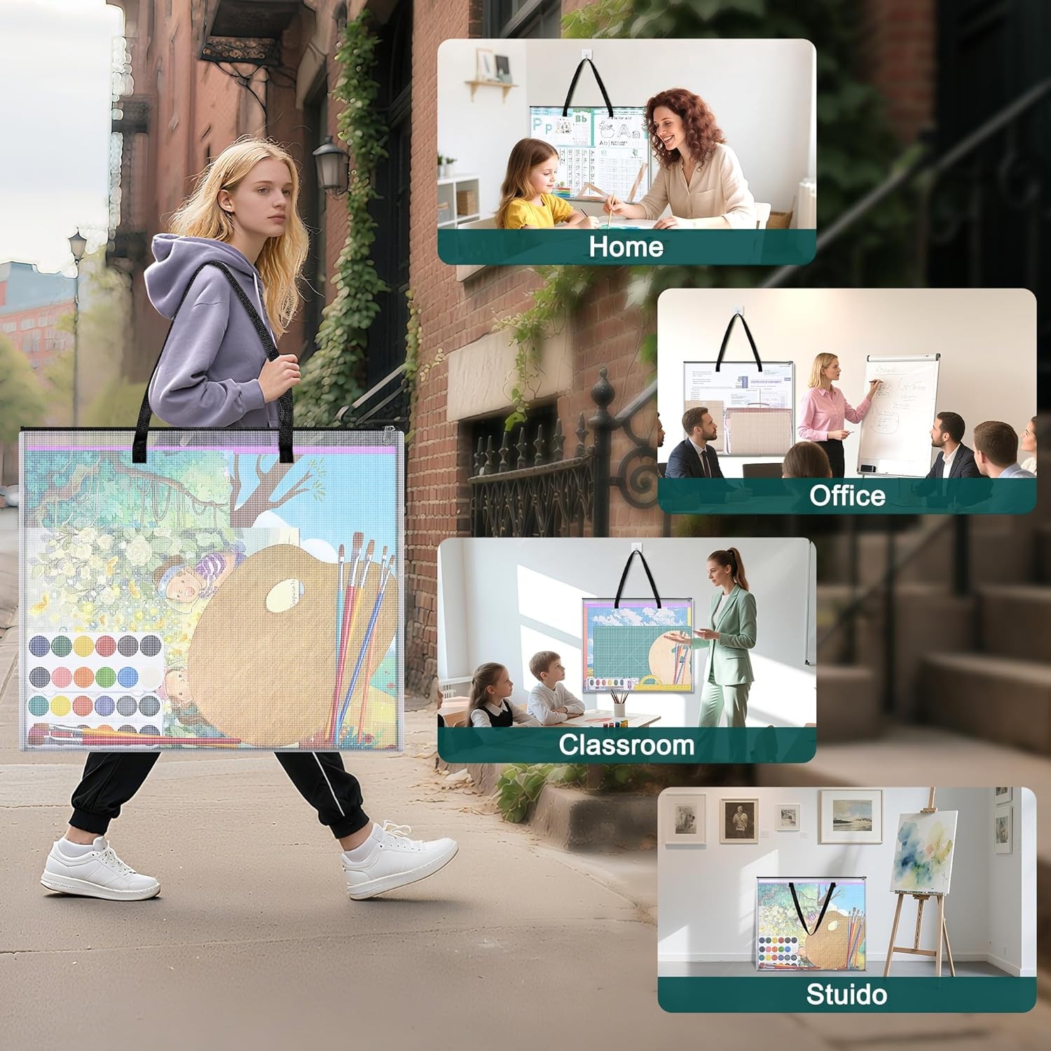 20x26 inch Art Portfolio Bags, Artwork Storage Case with Handle and Zipper, Mesh