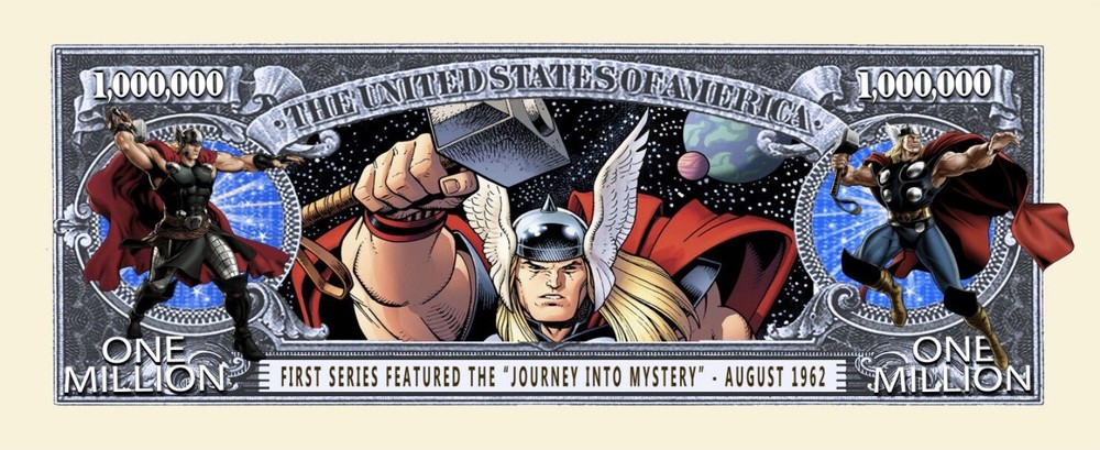 25 Pack Marvel's Thor Superhero Collectible Comic Money 1 Million Dollar Bills