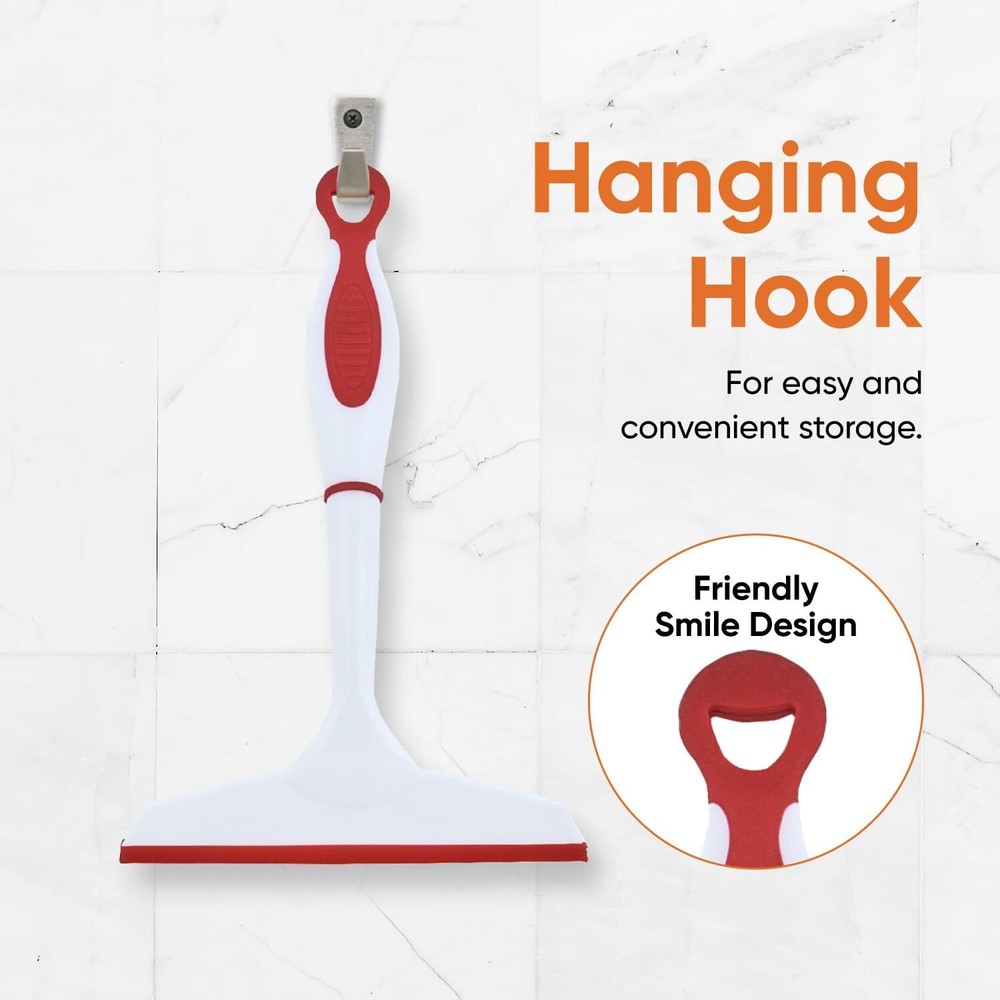 Superio 6" Window Rubber Squeegee with Hanging Loop, Red