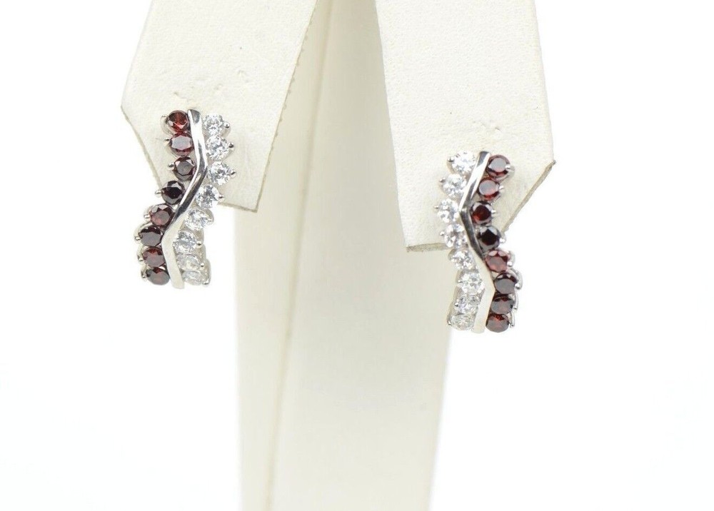 CZ Channel Set Sterling Silver Dangling Birthstone Leeverback Earring