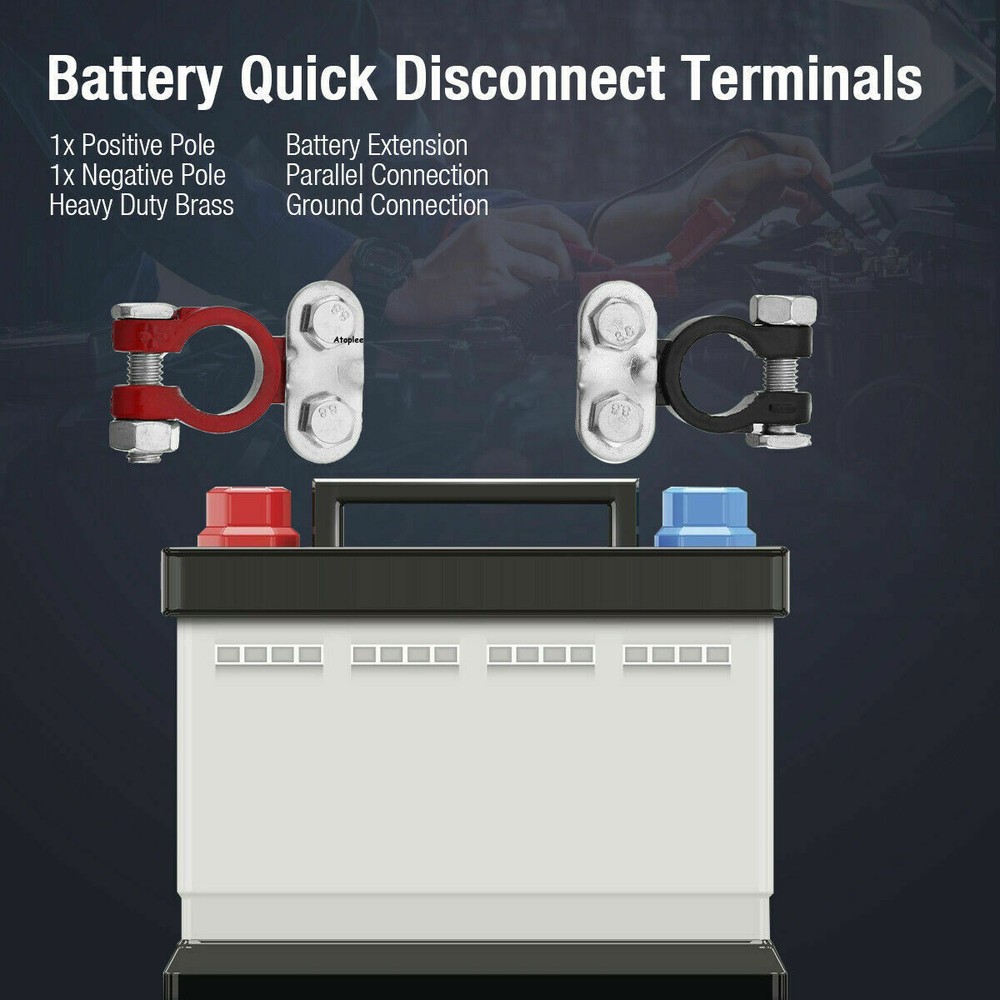 2PCS Negative & Positive Car Battery Cable Terminals Top Post Connectors Clamp