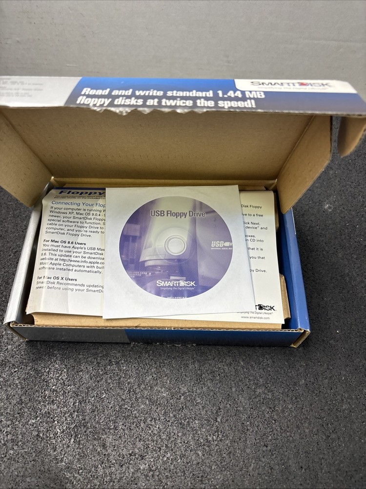 SmartDisk High Speed 2x USB External Floppy Disk Drive Titanium Edition WIN MAC