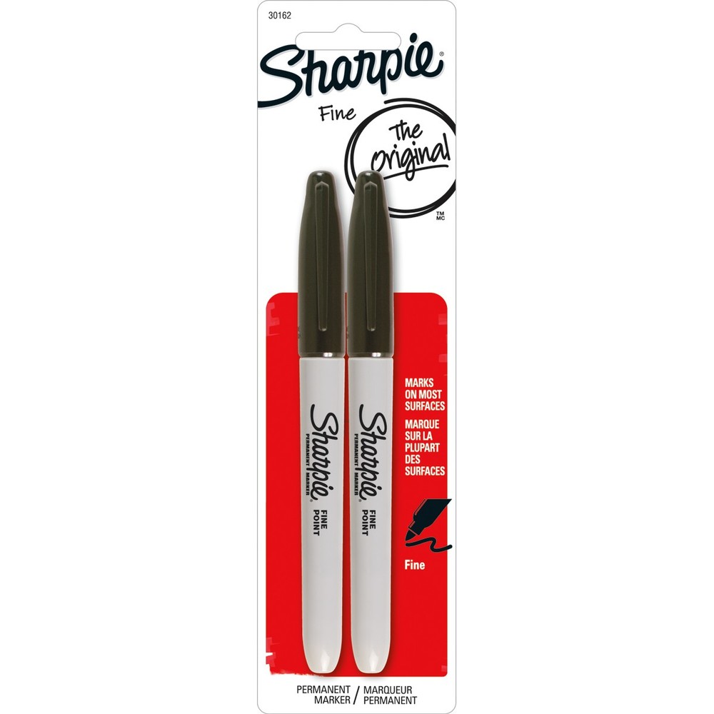 Sanford 30162PP Sharpie Fine Point Permanent Markers 2/Pkg-Black