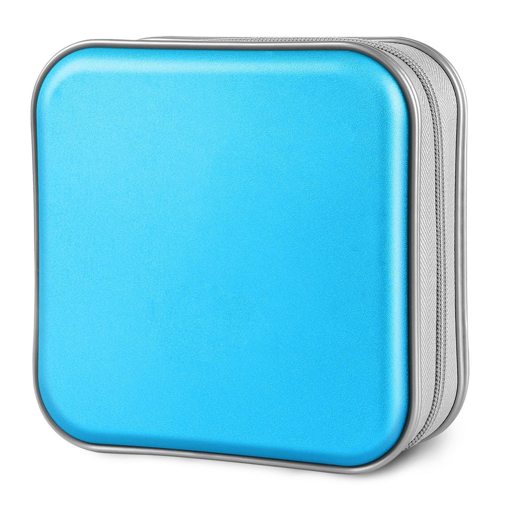 Siveit CD Case, 40 Capacity CD/DVD Case Holders Wallet 40 Capacity, Sky Blue