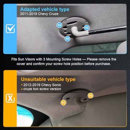Sun Visor Driver&Passenger Side for 2011-2019 Chevy Cruze, Left & Right Side