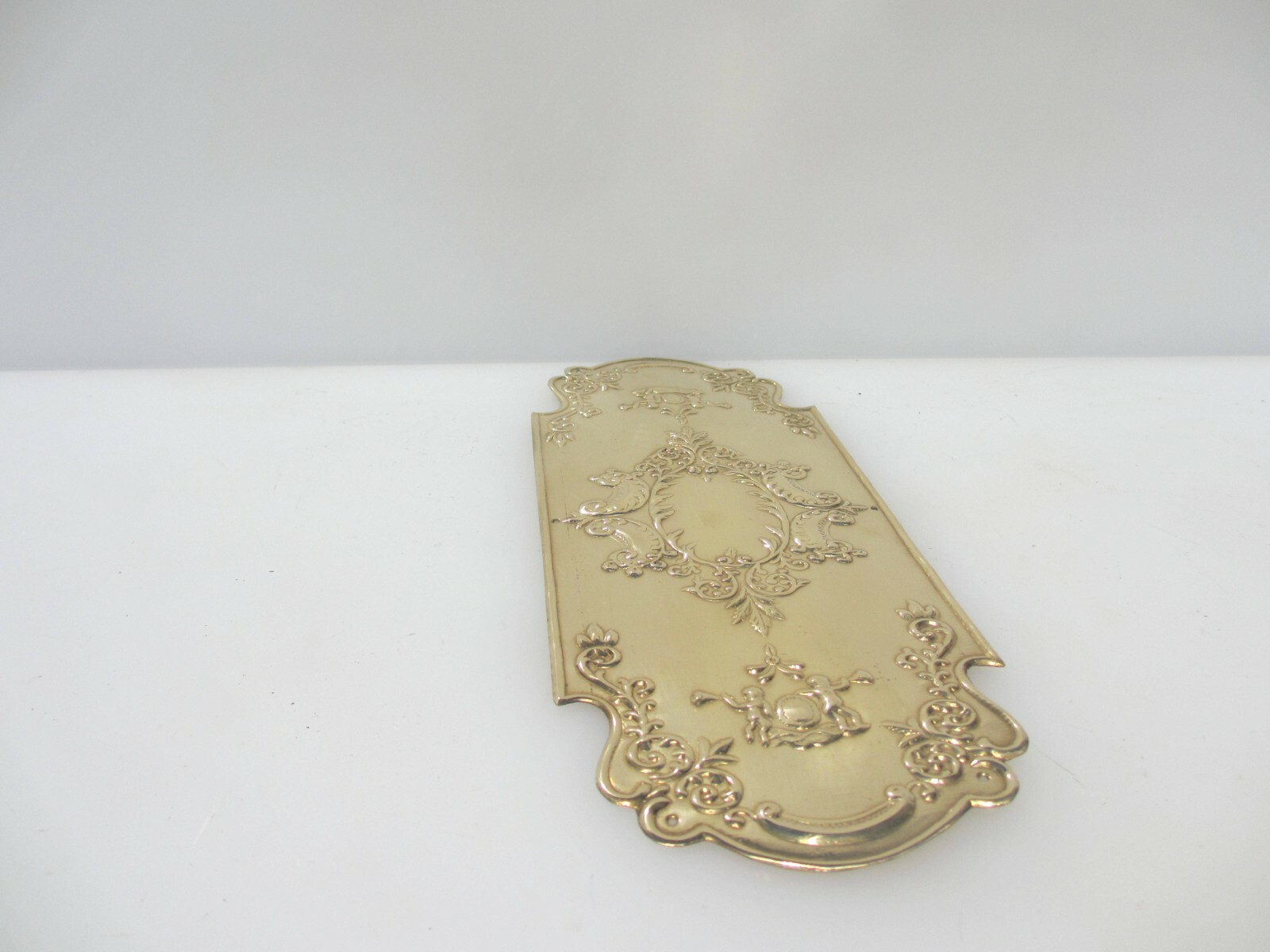 Brass Finger Plate Push Door Handle Art Nouveau Cherubs Rococo Antique STYLE