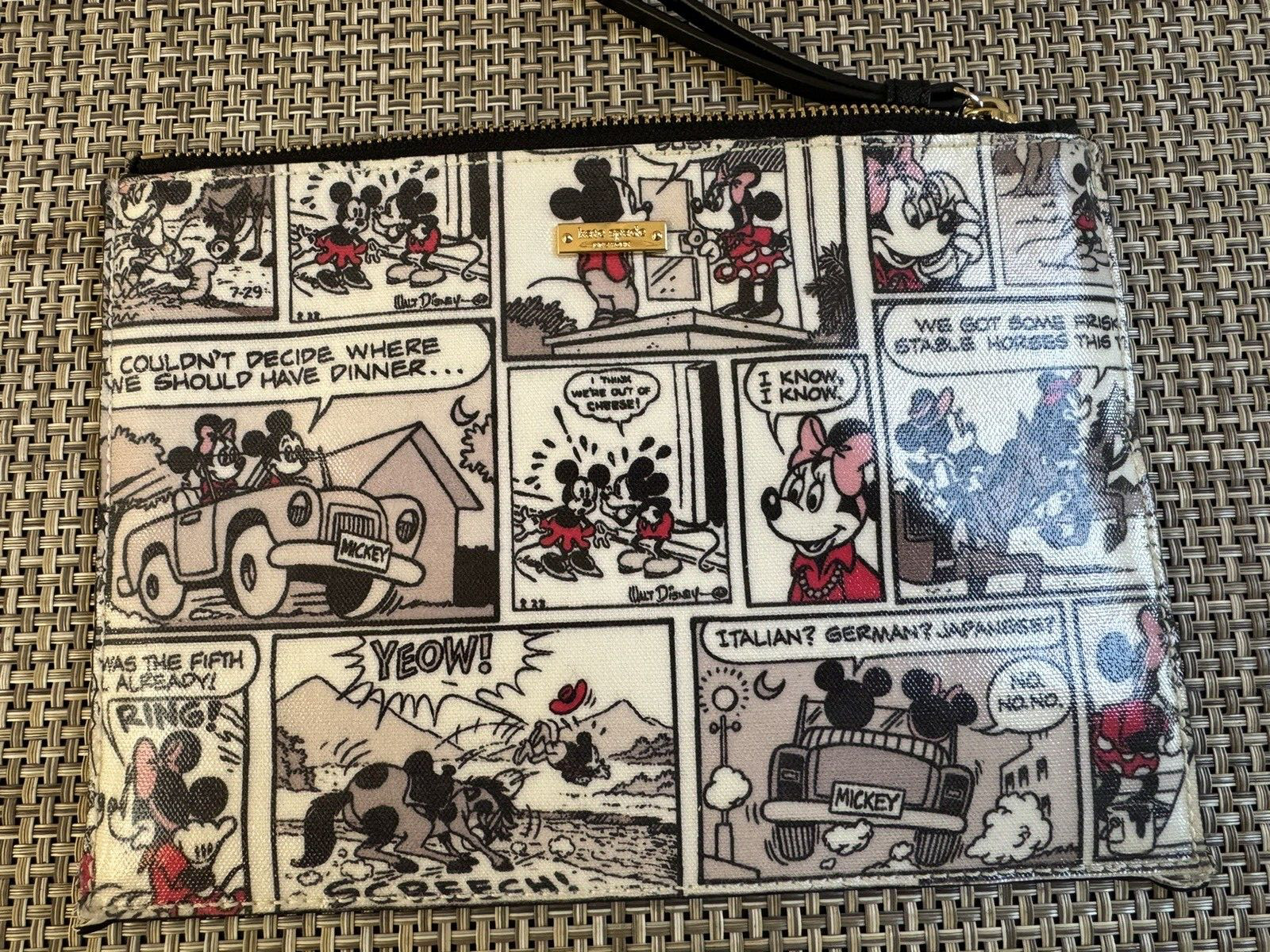 KATE SPADE X DISNEY Mickey Minnie Mouse Comic Medium Corner Zippered Wristlet