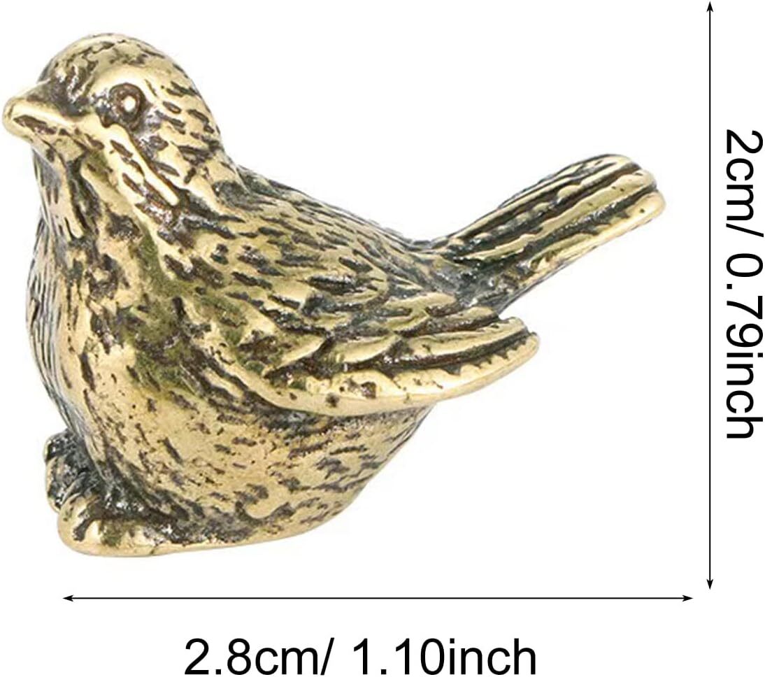 2pcs Small Vintage Brass Bird Figurine Tabletop Brass Bird Animal Statue Decor