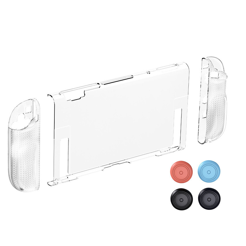 For Switch 2 TPU Diamond Pattern Split Protective Case + 4x Rocker Caps Set