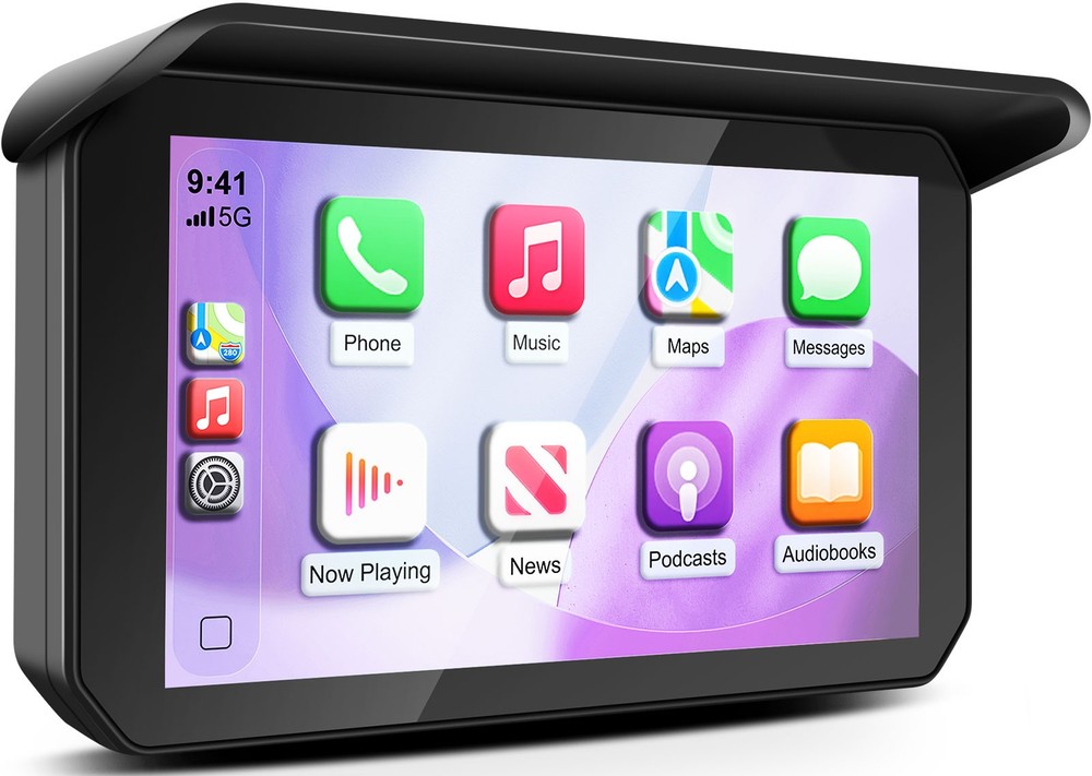 5" Wireless Portable Motorcycle CarPlay Android Auto GPS Waterproof Touchscreen