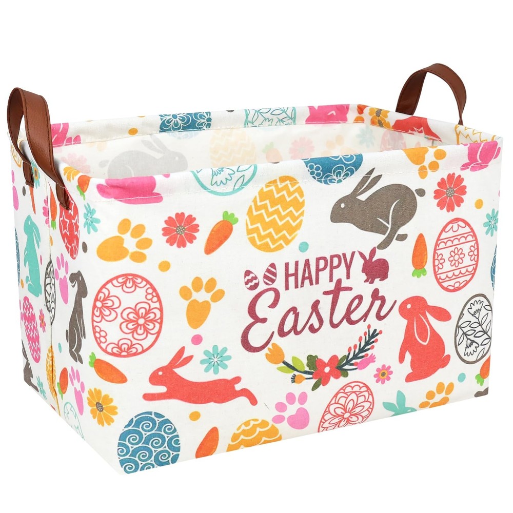 ASKETAM Easter Basket for Kid Large Empty Rectangular Cute Easter Gift Storag...