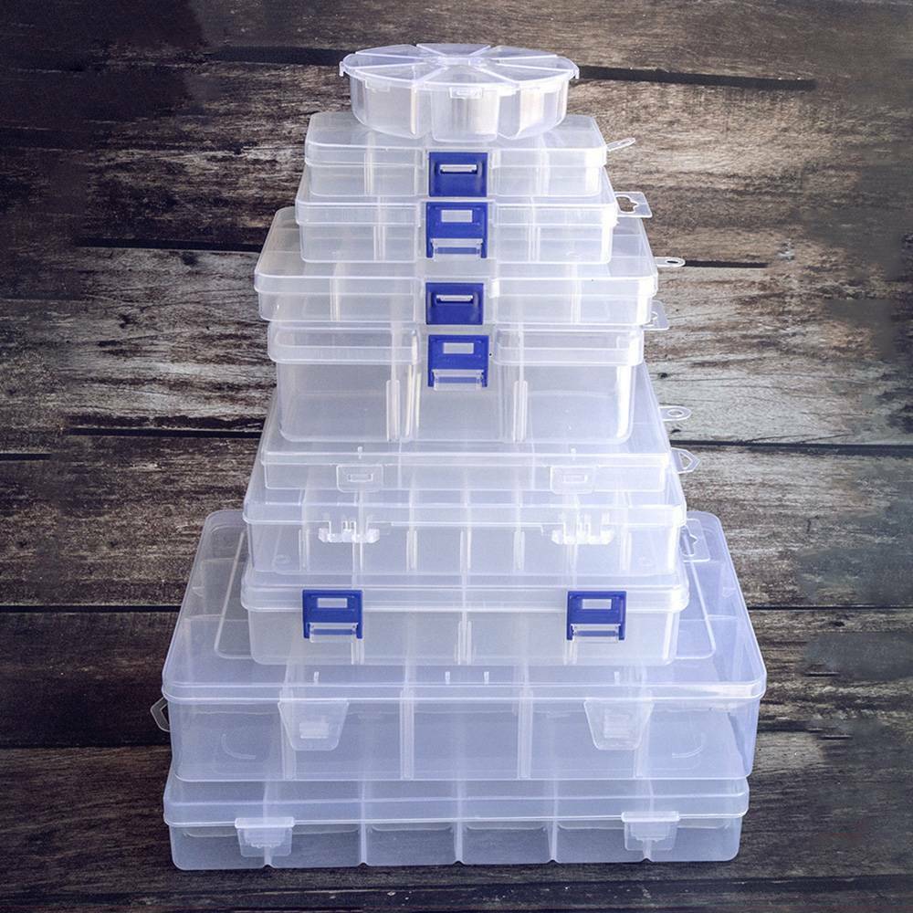 8/10/15/24/36 Removable Compartment Bead Storage Plastic Box Organizer Container