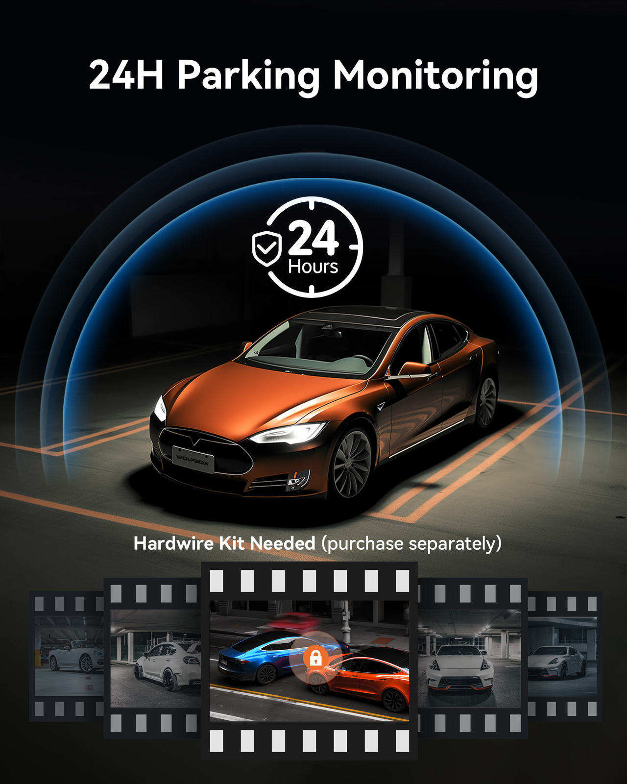 WOLFBOX 4K 12" Mirror Dash Cam Front and Rear Inside 5G WiFi Parking Monitoring