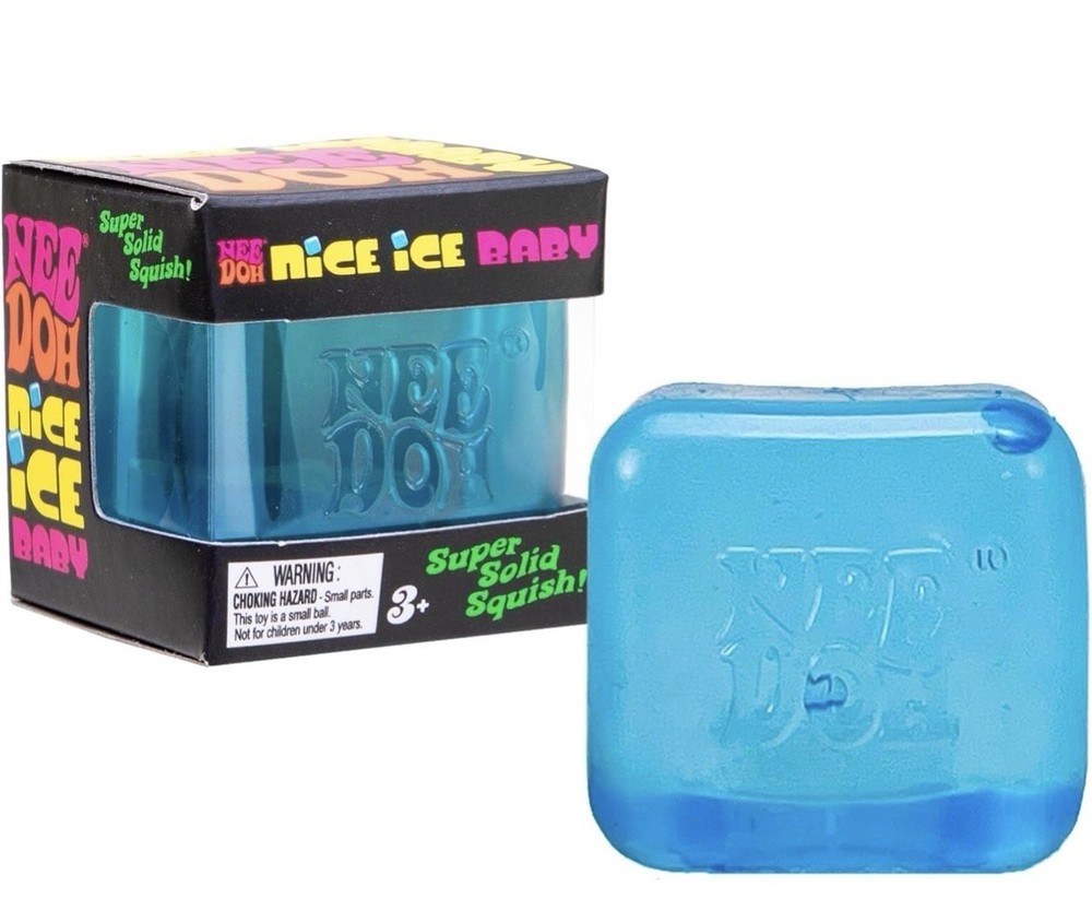 Nee Doh Nice Ice Baby Super Solid Squish Cube Blue Pink Purple