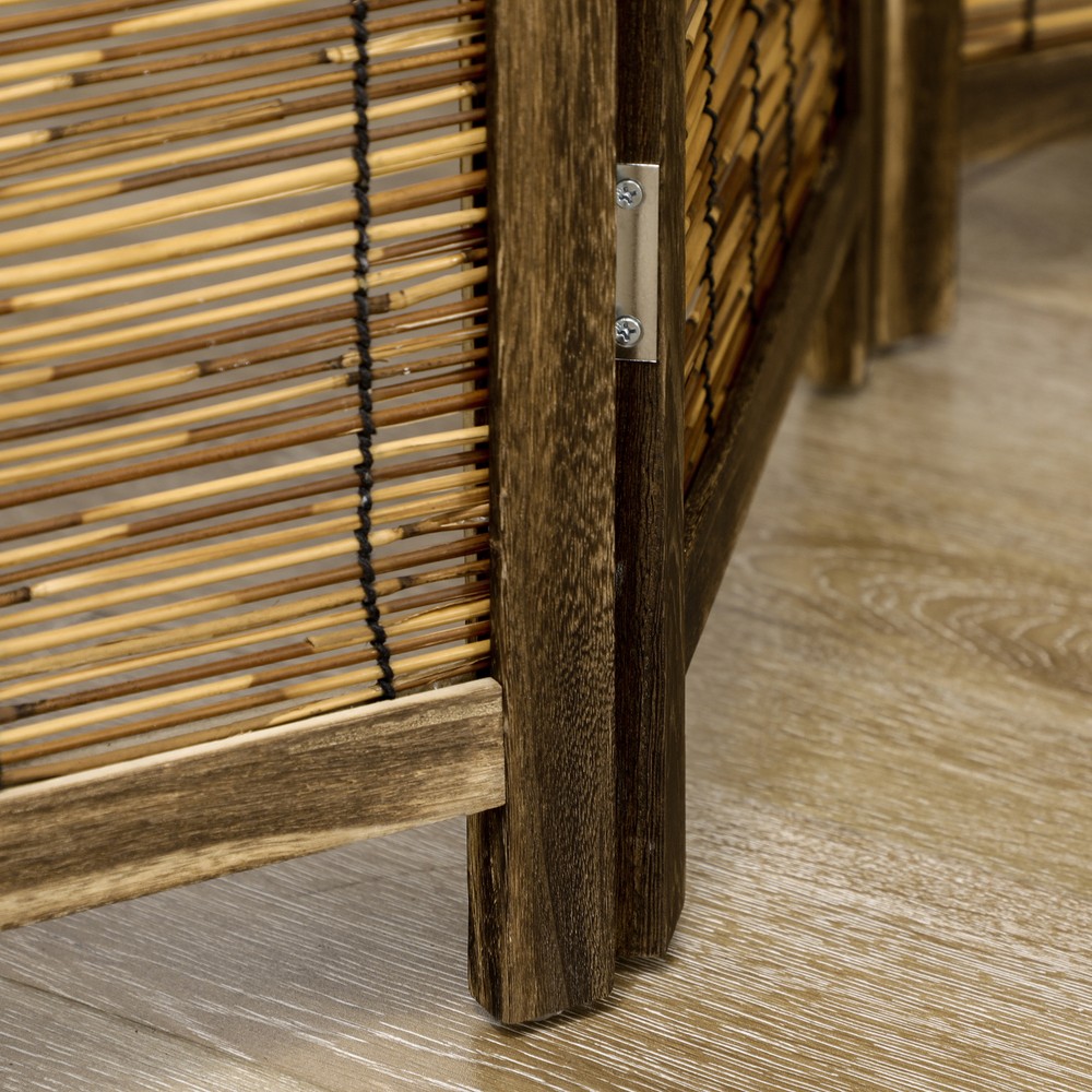 Handwoven Room Divider 4 Panel Folding Privacy Screen Indoor Reed Partition Wall