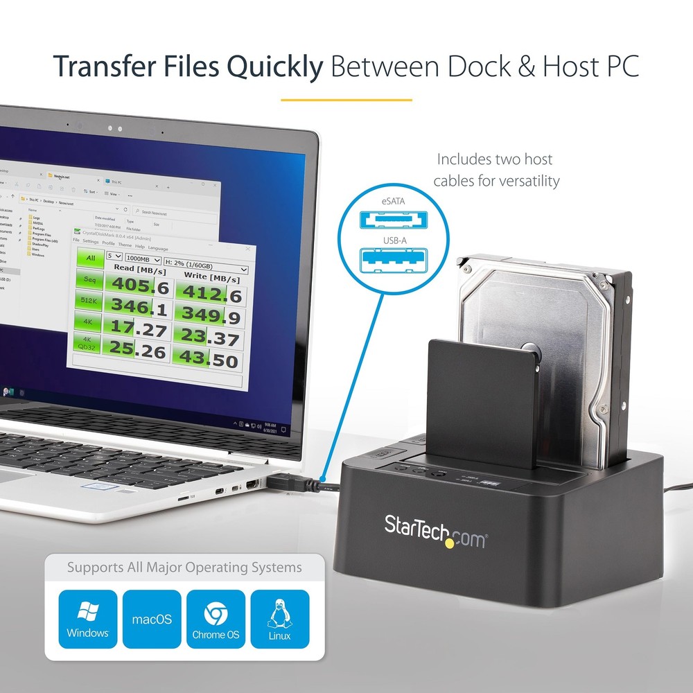 StarTech eSATA / USB 3.0 Hard Drive Duplicator Dock with SATA 6Gbps