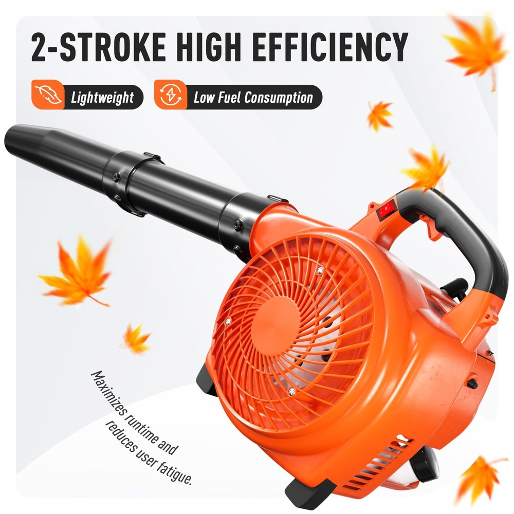 28CC 2Cycle Gas Leaf Blower, 475 CFM, 200 MPH, Variable Speed for Yard Cleanup
