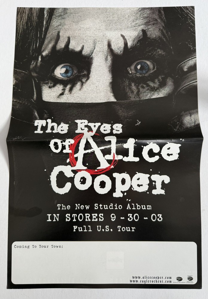 2003 Alice Cooper The Eyes of Alice Cooper 17 x 11 Double Sided Promo Poster