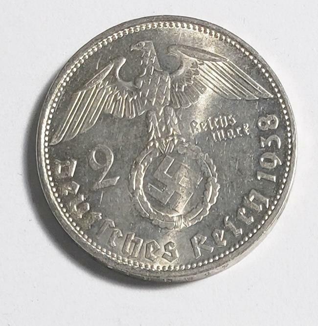 2 Mark von Hindenburg 1938-E GERMANY Ag UNC/BU