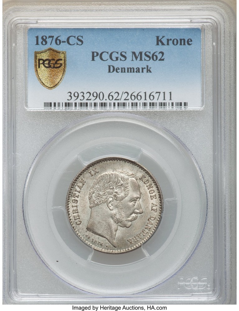 Denmark 1876 Krone PCGS MS62
