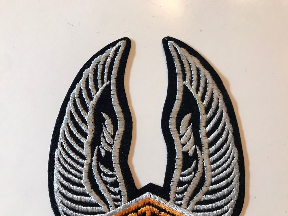 8 1/4" Harley Davidson Eagle Wings UP Patch Jacket HOG Bar & Shield White Black