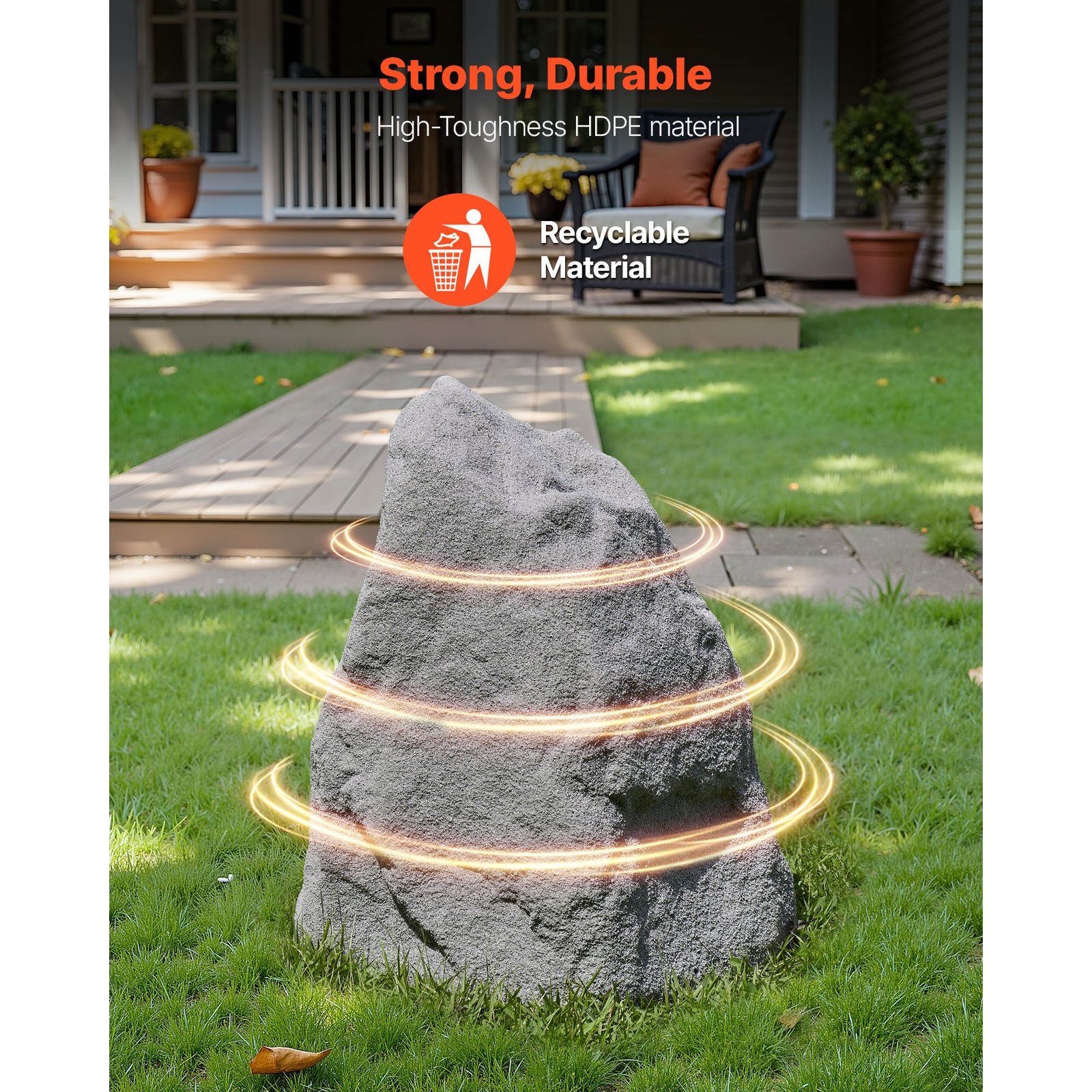 Uimoso Artificial Landscape Rock Cover Outdoor Well Pumps Realistic Grey Boulder