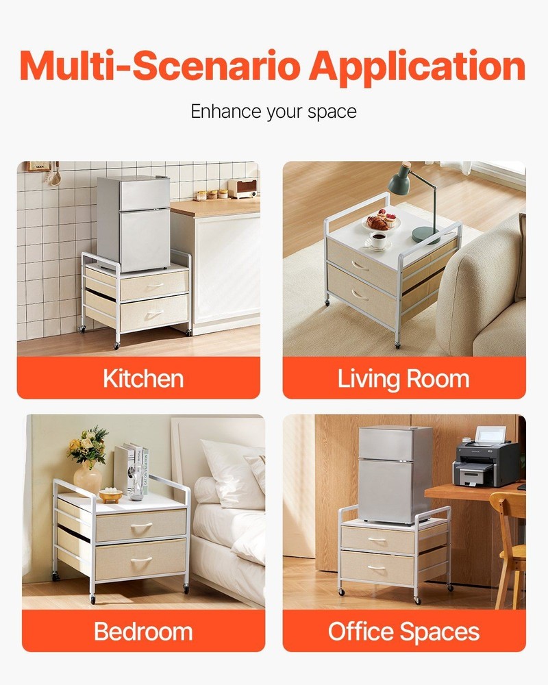 Portable 176lb Mini Fridge Base with 2 Large Drawers & Quiet Rollers