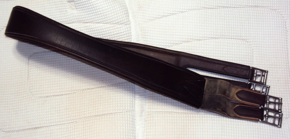 AMISH Leather Brown Girth - 53" - Padded/Elastic - NICE