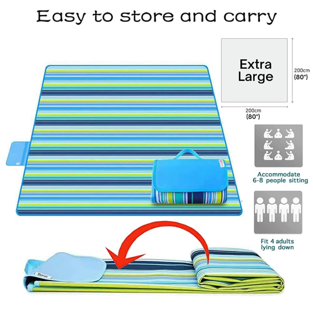 LRUUIDDE Large 80x60 Beach Blanket Waterproof Sandproof Picnic Blanket Portable