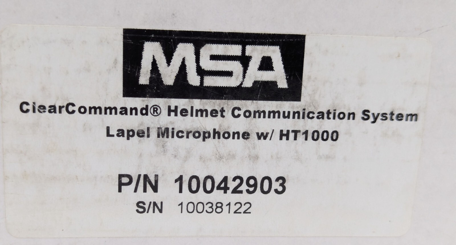 MSA 10042903 ClearCommand HCS Helmet Communication System Lapel Microphone - NIB