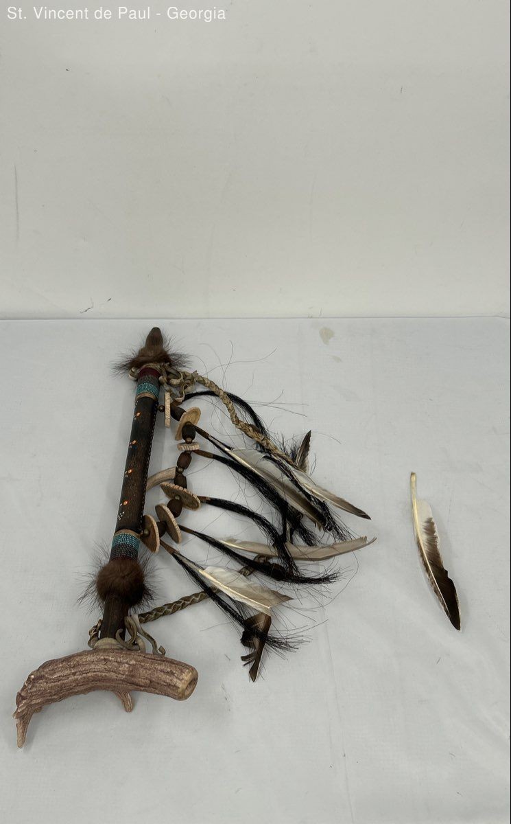 Ceremonial Peace Pipe Native American 18" Handmade By South Paw Authentic Animal