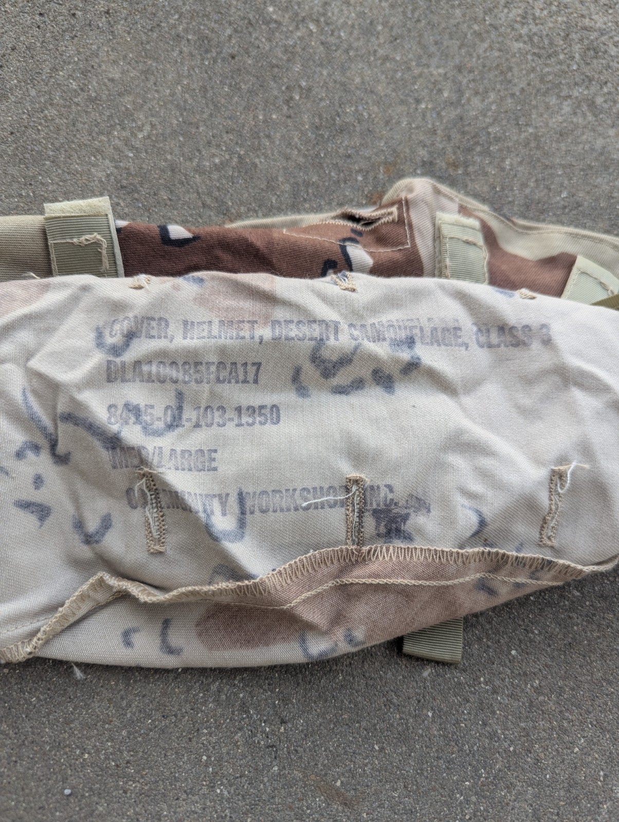 (1) NOS US chocolate chip desert camo helmet cover for PASGT. Medium / Large