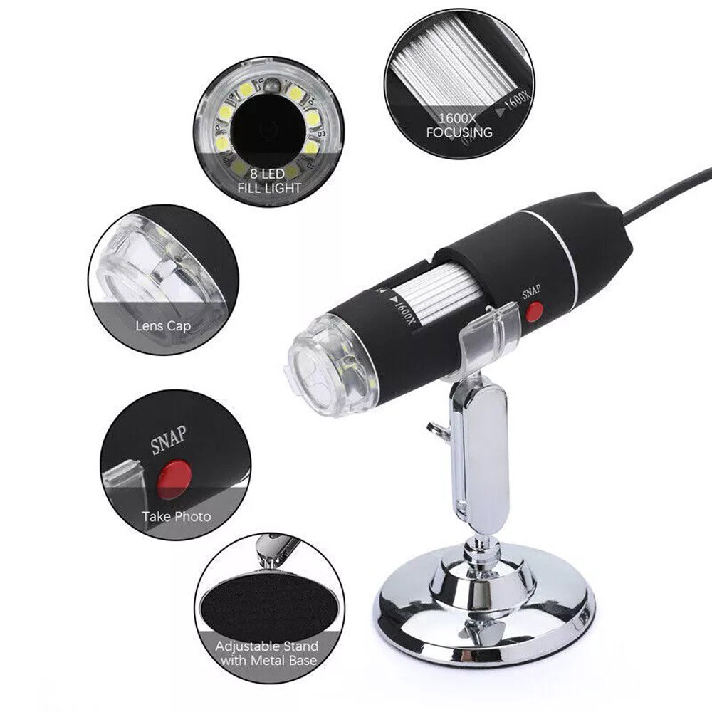 1600x Zoom 8 LED HD USB Microscope Digital Magnifier Endoscope Video Camera US