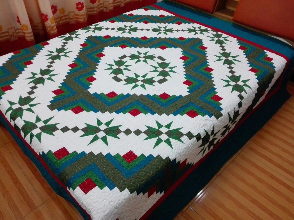 Queen Size Star Patchwork Quilt #J-98