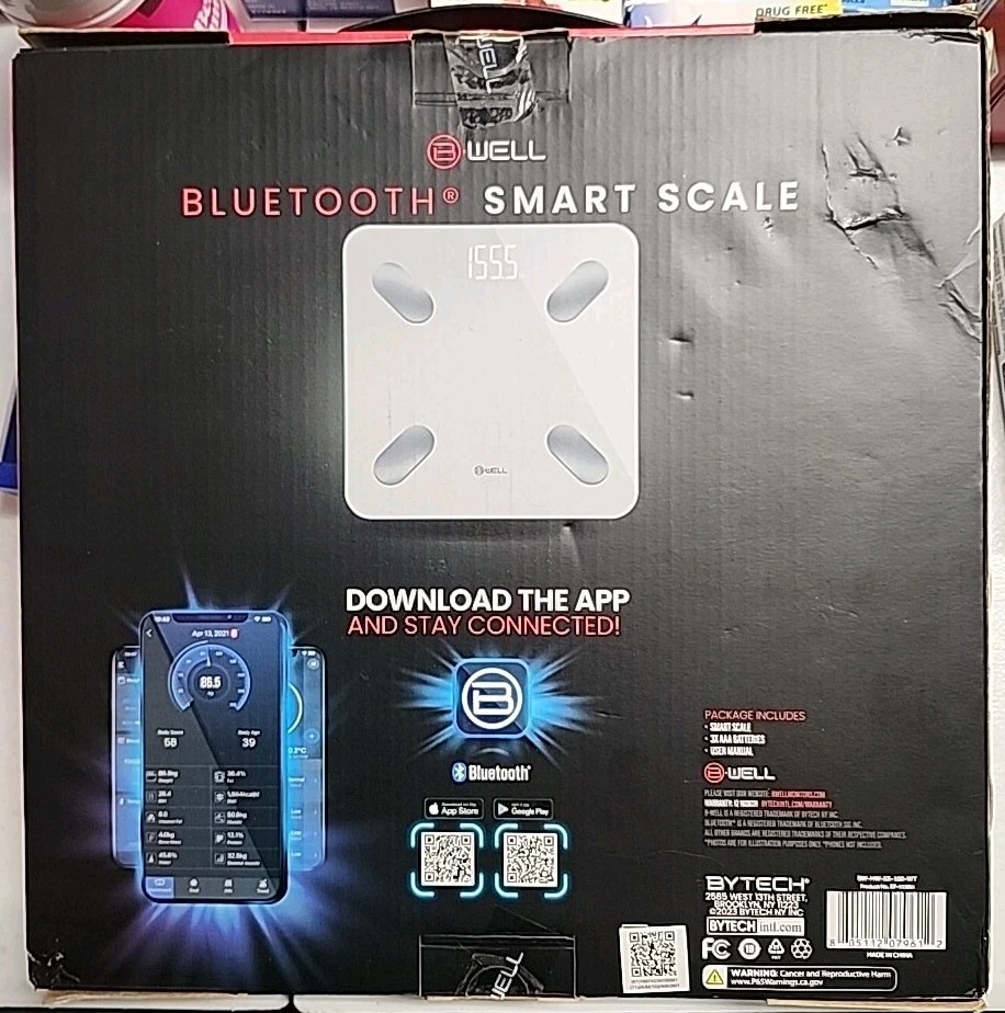 BWell Bluetooth Smart Scale with App – Track Weight BMI Body Fat & More Scales
