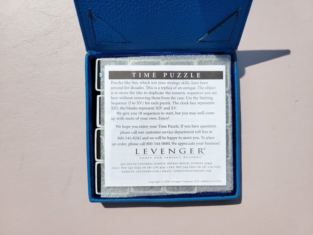 Levenger Time Puzzle with Blue Case and Instructions - 100% Complete