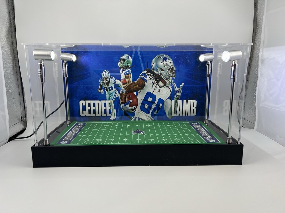 CeeDee Lamb - Cowboys - Custom 2-3 Card PSA Display Case W/ LED Lights