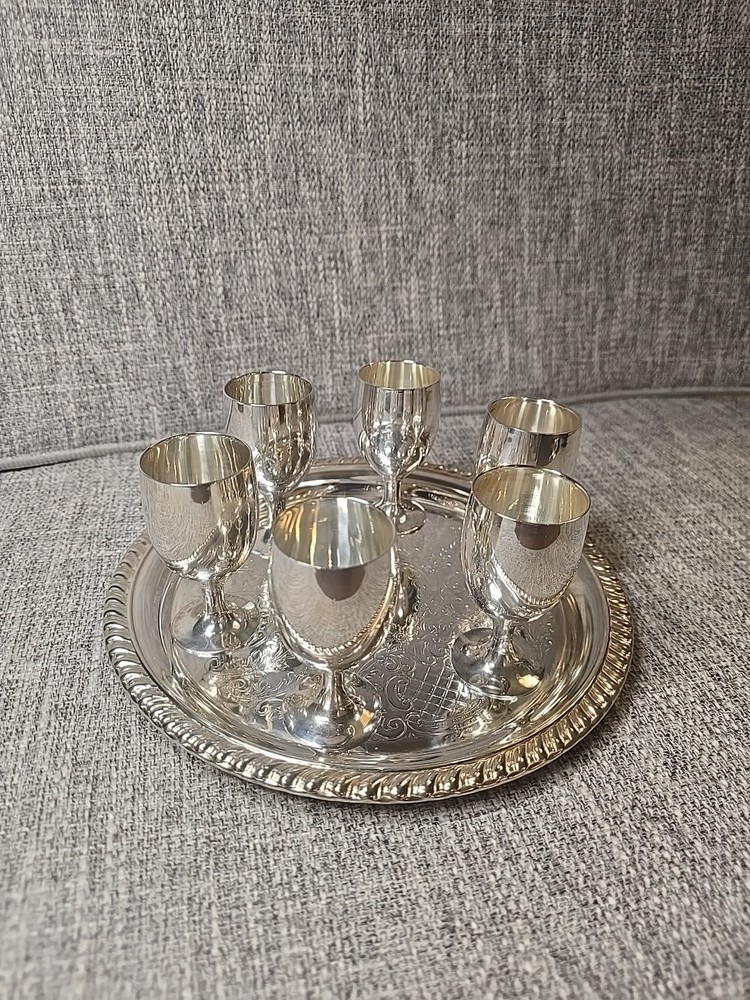 Leonard Silverplate Tray and Goblets Set