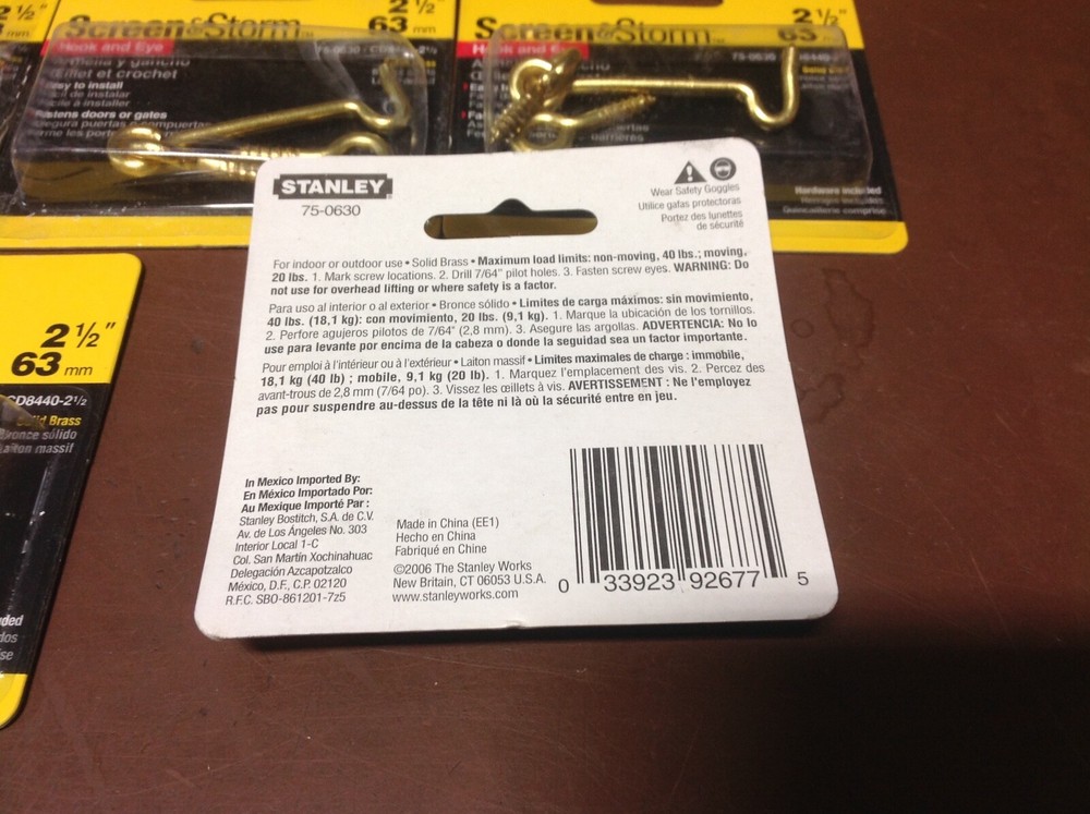 5 Stanley storm & storm Hook Eye Solid Brass Latching Doors Gates 75-0630 2 1/2