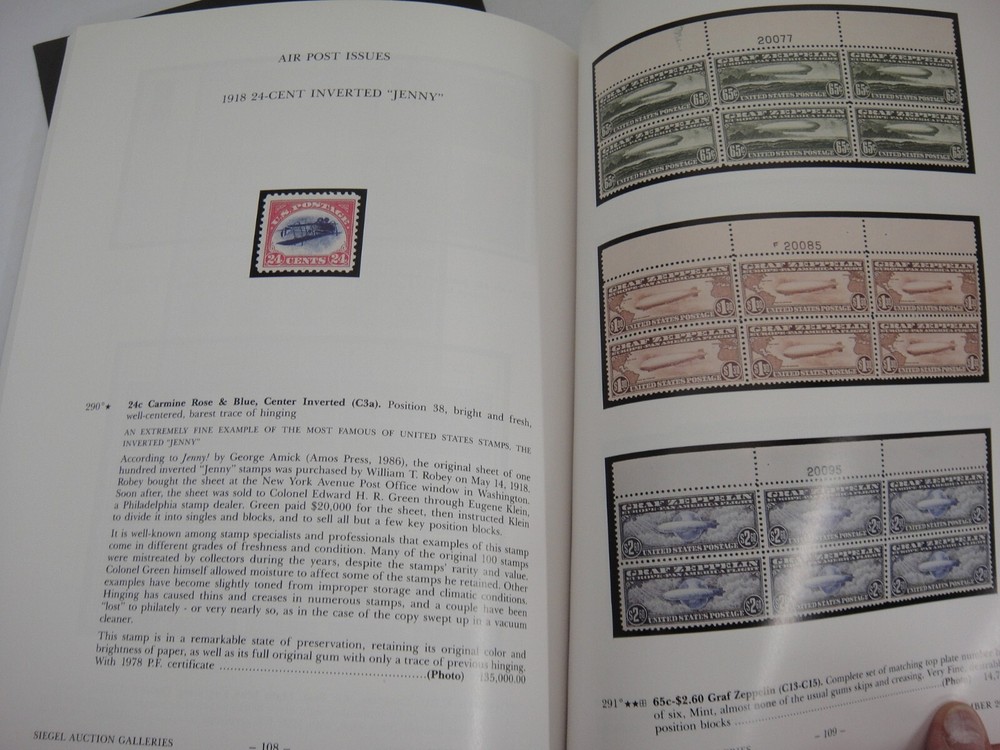 Siegel Stamp Auction Catalog w Prices Realized 1993 Inverted Jenny German Office