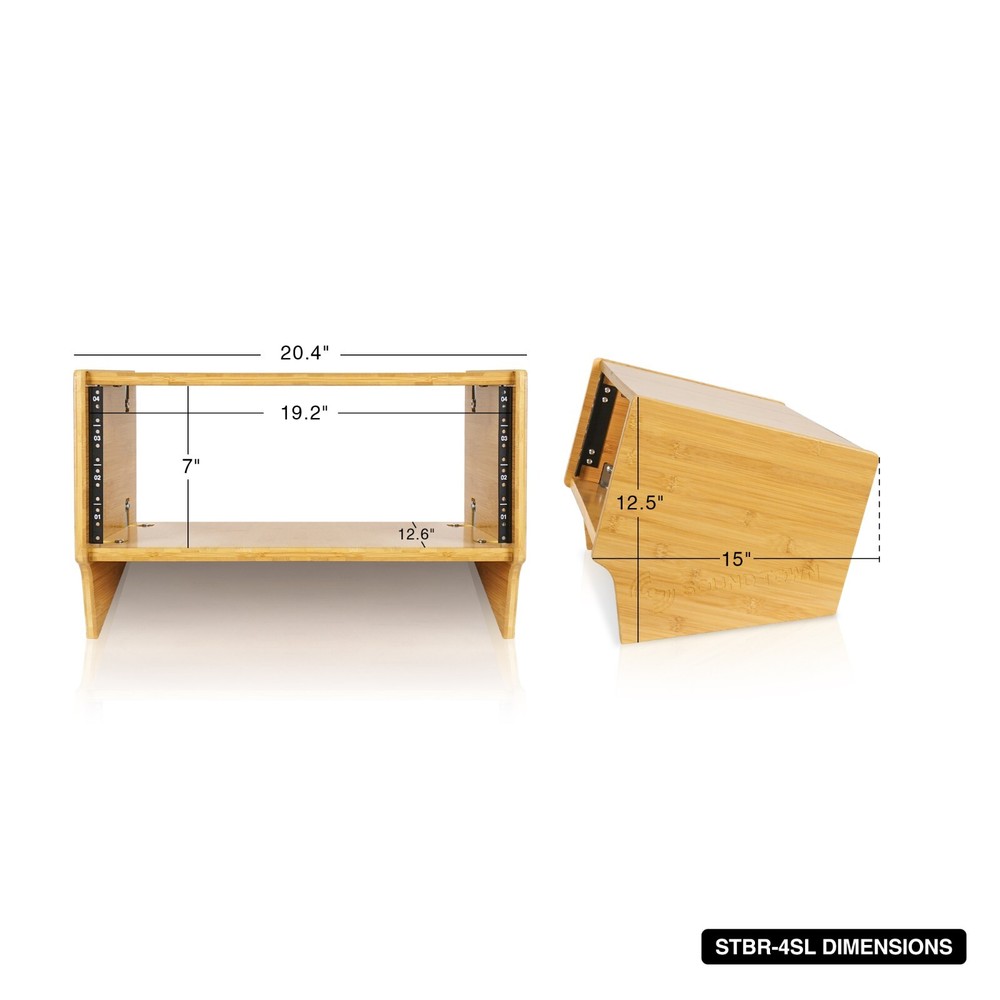 Sound Town DIY 4U Angled Desktop Turret Studio Rack, Solid Bamboo (STBR-4SL)