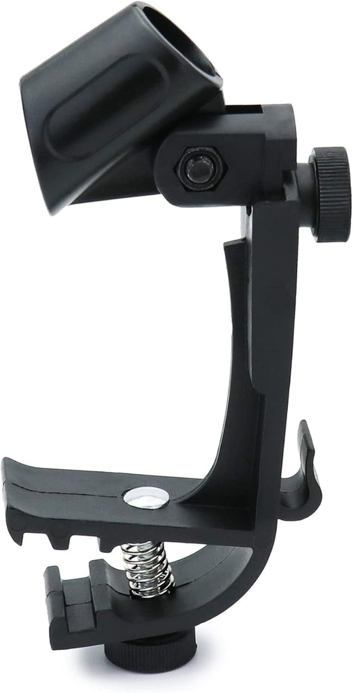 4-Pack Adjustable Drum Microphone Rim Mount Clips Snare Tom Mic Holder Black Set